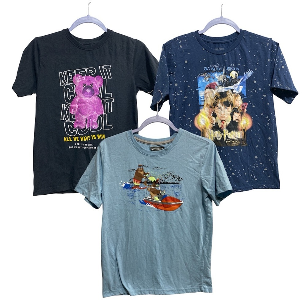 Boys Graphic‎ Tee Bundle (3) – Size 14/16 Eddie Bauer, Harry Potter, Seven Souls